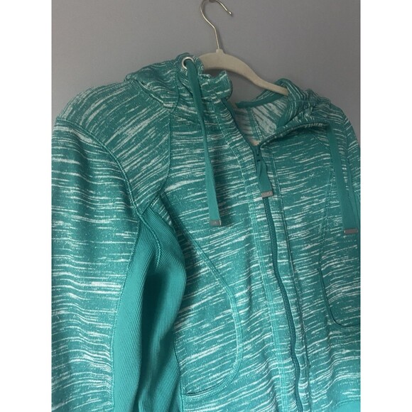 Zella Womens Scuba Hoodie Jacket Slim Size Medium Full Zip Space Dye Thumb Hole. - Picture 2 of 13